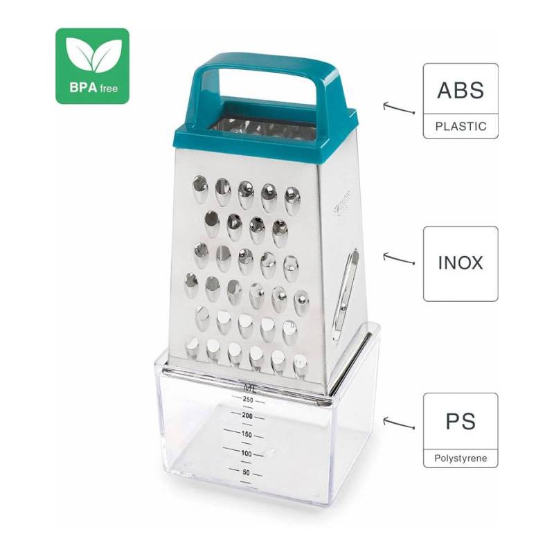 Grattugia 4 facce con contenitore in acciaio inox e plastica