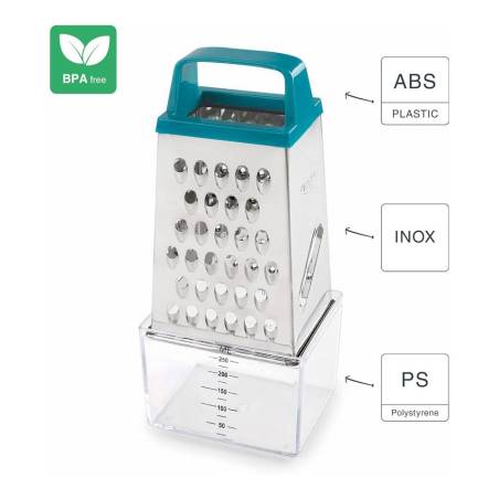 Grattugia 4 facce con contenitore in acciaio inox e plastica
