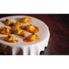 Porte-gâteau rond en porcelaine blanche plissée 18 cm
