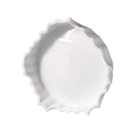 Porte-gâteau rond en porcelaine blanche plissée 18 cm