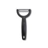Victorinox Ypso stainless steel potato peeler with serrated blade and black handle