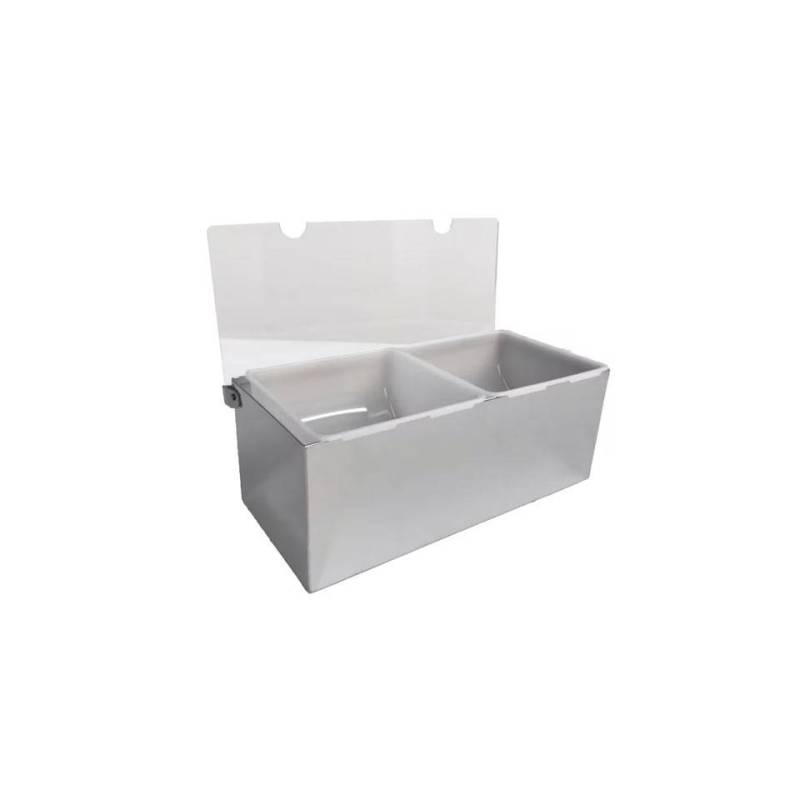 Porta condimenti 2 vaschette in acciaio inox e plastica