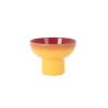 Plat à gâteau rond avec bol en porcelaine jaune et rouge 12x8,7 cm