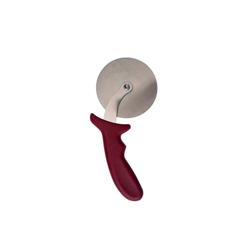 Rotella tagliapizza curva in acciaio inox e manico bordeaux cm 10