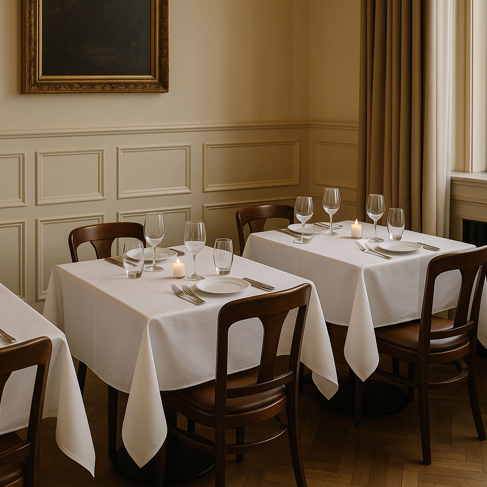 table with tablecloth